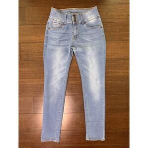 Bamboo High Rise Super Skinny Jeans Size 9 Stretch Button Fly Denim EUC Y2k Hip